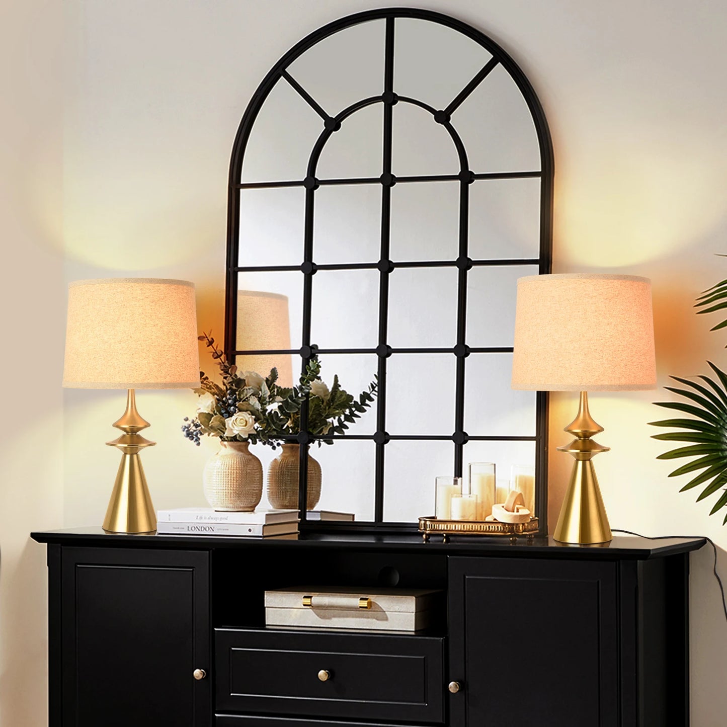24" Gold Modern Table Lamp, Contemporary Table Lamps Single for Living Room,Tall Modern Buffet Table Lamp Single for Bedroom,