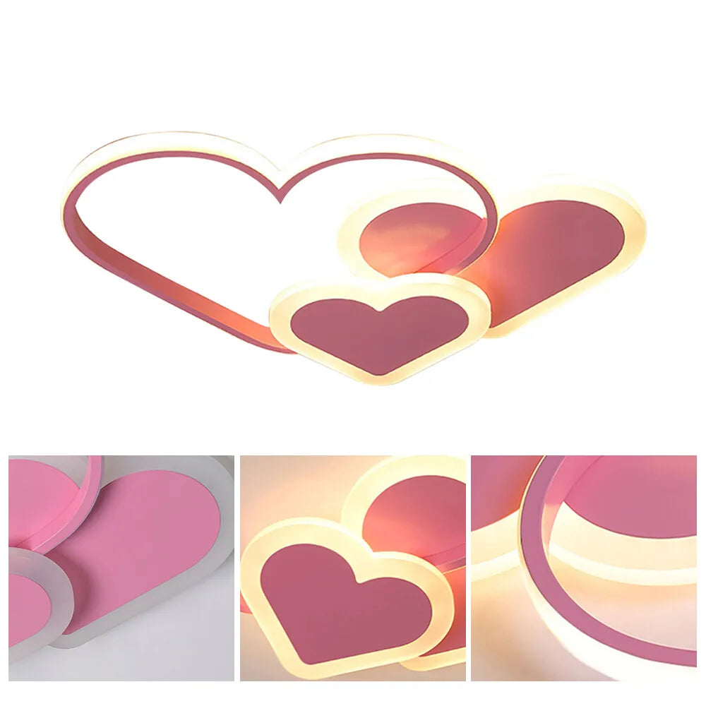 Heart-Shaped LED Ceiling Lamp with Remote Control 36W 3040LM 3000-6000K Adjustable Color Temperature for Bedroom Living Room