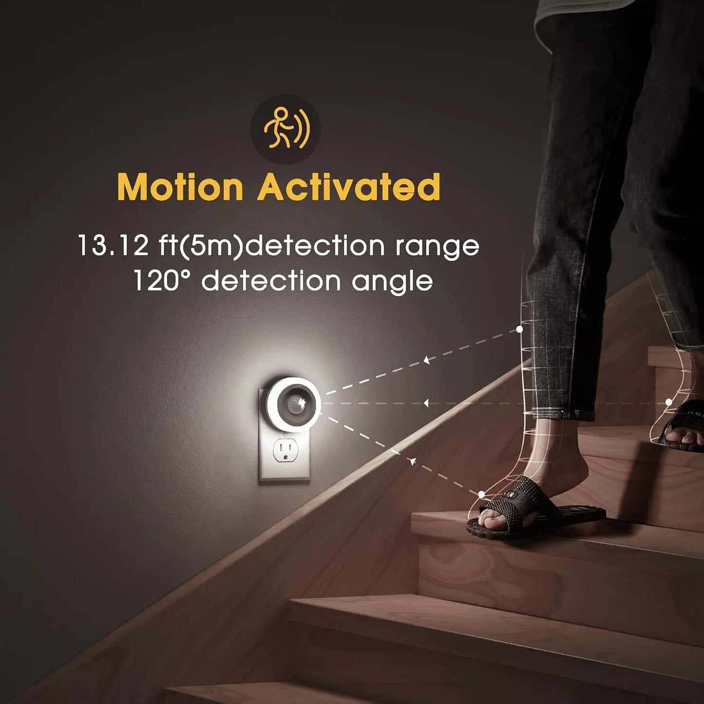 Motion Sensor Night Light, 2 Pack Plug-in Auto On/Off, 0.6W LED, Daylight White for Kids Bedroom Bathroom