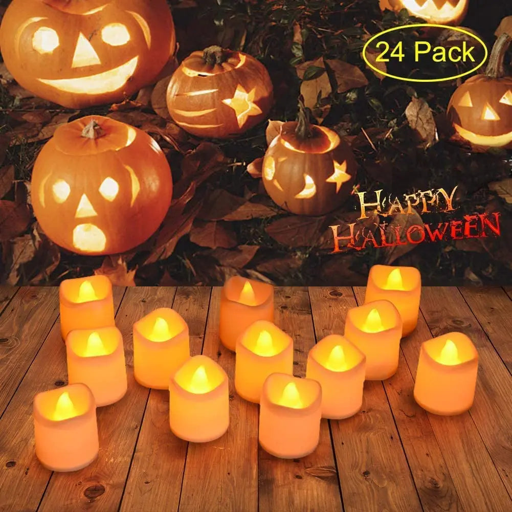 LED Tea Lights Flameless Votive Candles Lasting Electric Candles Battery Operated Tealights Candles for Halloween Christmas Home