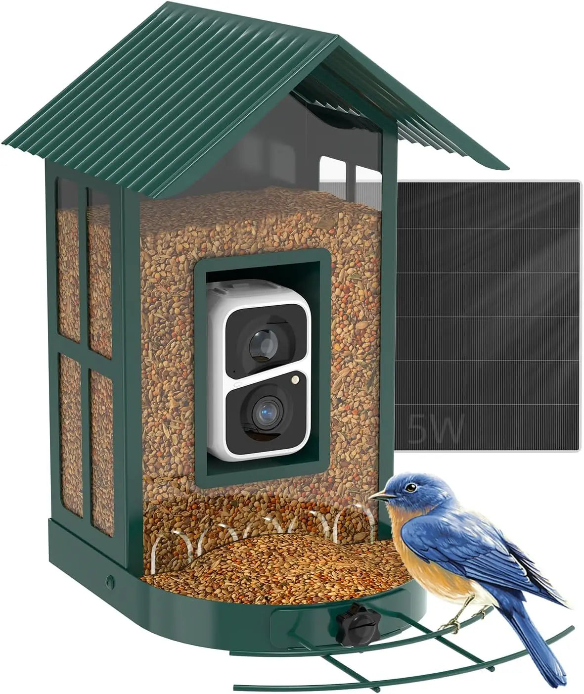 Soliom- Bird Feeder with Camera, 5W Solar Powered, AI Identify Species, Smart Wild Bird Watching, 2K