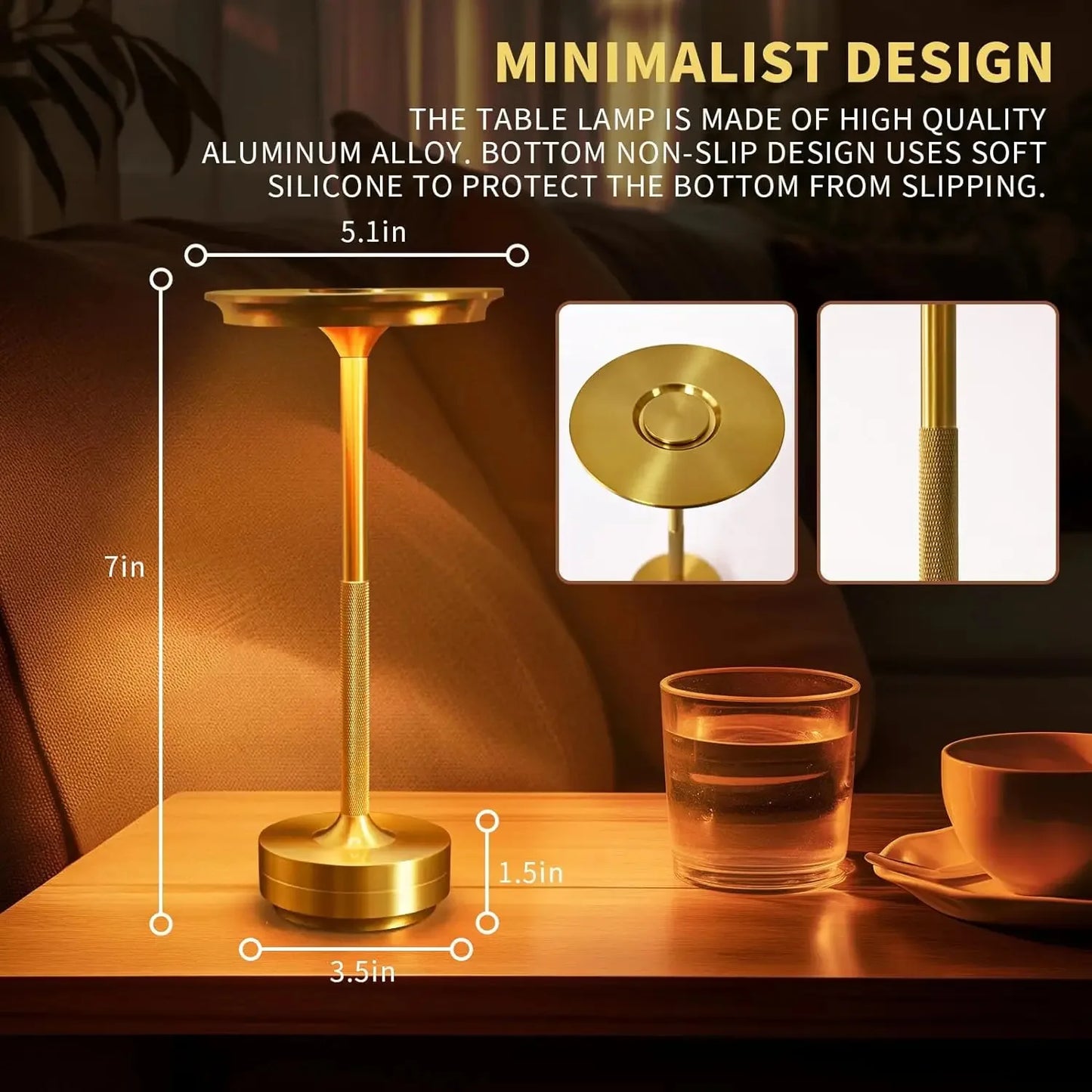 2PCS Rechargeable Wireless Table Lamp for Bedroom Rechargeable Desk Lamp Touch Contrl Camping Candle Creative USB-C Table Lamp