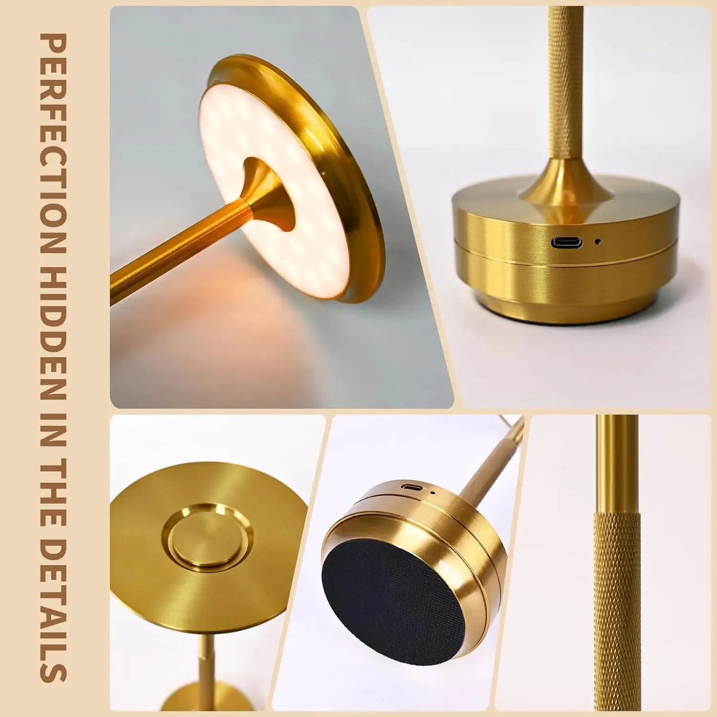 2PCS Rechargeable Wireless Table Lamp for Bedroom Rechargeable Desk Lamp Touch Contrl Camping Candle Creative USB-C Table Lamp