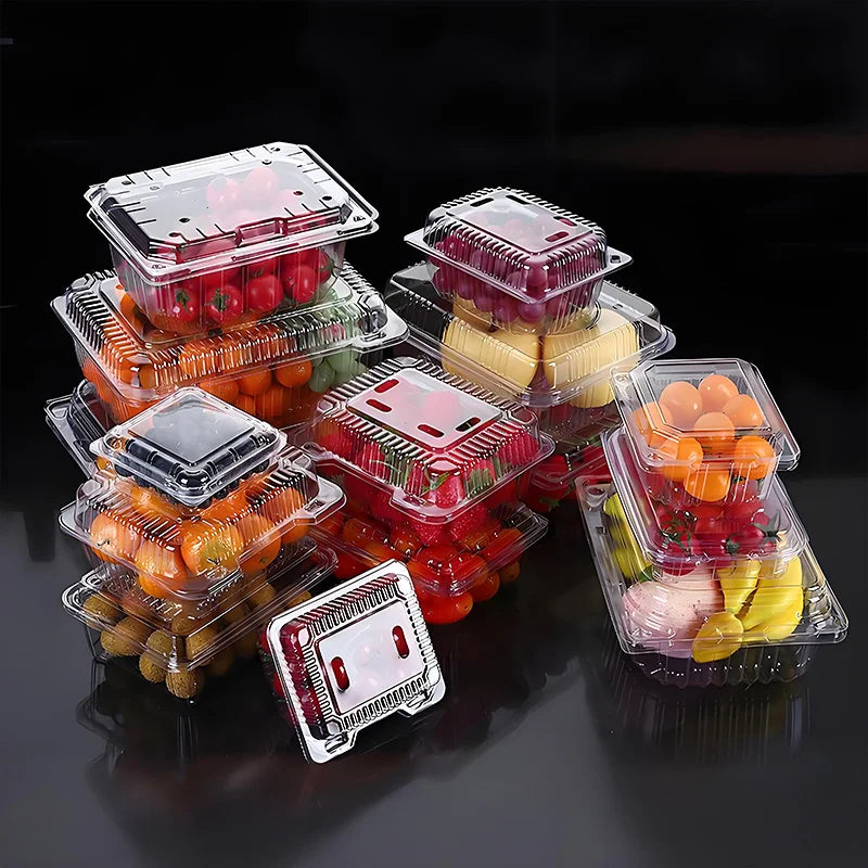 Premium Transparent Plastic Pastry Packaging Boxes 50PCS, Leak - Resistant Cake Trays for Baking & Display | Home Essential