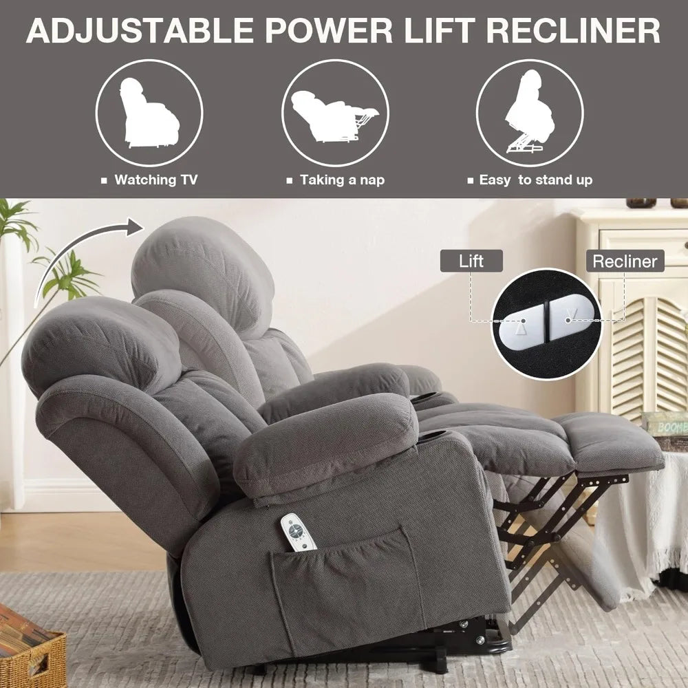 Electric Power Lift Recliner Chair for Elderly with Vibration Massage And Lumbar Heating Oversized Sofa Single Customized