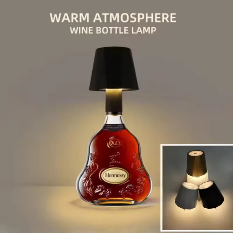 Wireless Bottle Table Lamp Touch Control of 3 Colors and Stepless Dimming Night Lamp Suitable for Bar Wine Bottles Desk Lights