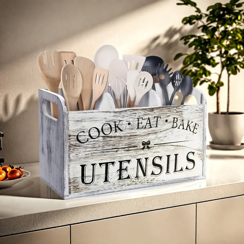 5pcs/Set Cutlery Rack Compartments Cutlery Box Wooden Cutlery Box Suitable For Kitchen Counters Cutlery Storage Box Fork Spoon