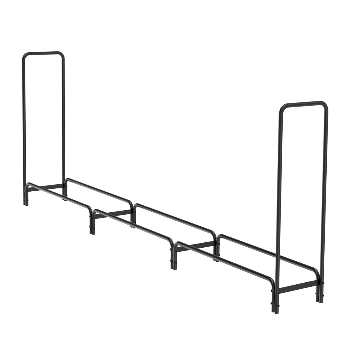 Heavy Duty Firewood Log Rack, Large Outdoor Indoor Fireplace Wood Storage Holder, Sturdy Tubular Iron Stand with 650 lbs High Capacity, Black Weather-Resistant Fire Pit Wood Stacker for Yard, Porch and Deck