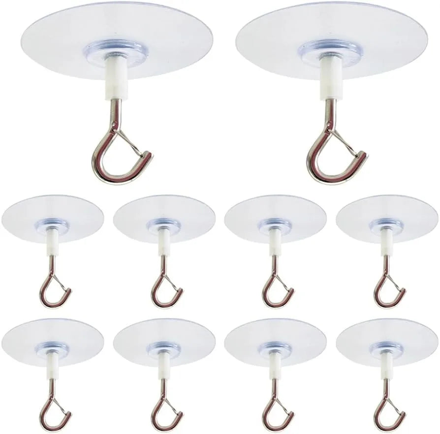 5Pcs Self Adhesive Ceiling Hooks Heavy Duty, No Drill Ceiling Hooks for Hanging Plants, No Drill Plant Hangers with Safety Locks for Hanging Lights Plants Chimes Fans Wall Decor in Kitchen Bathroom