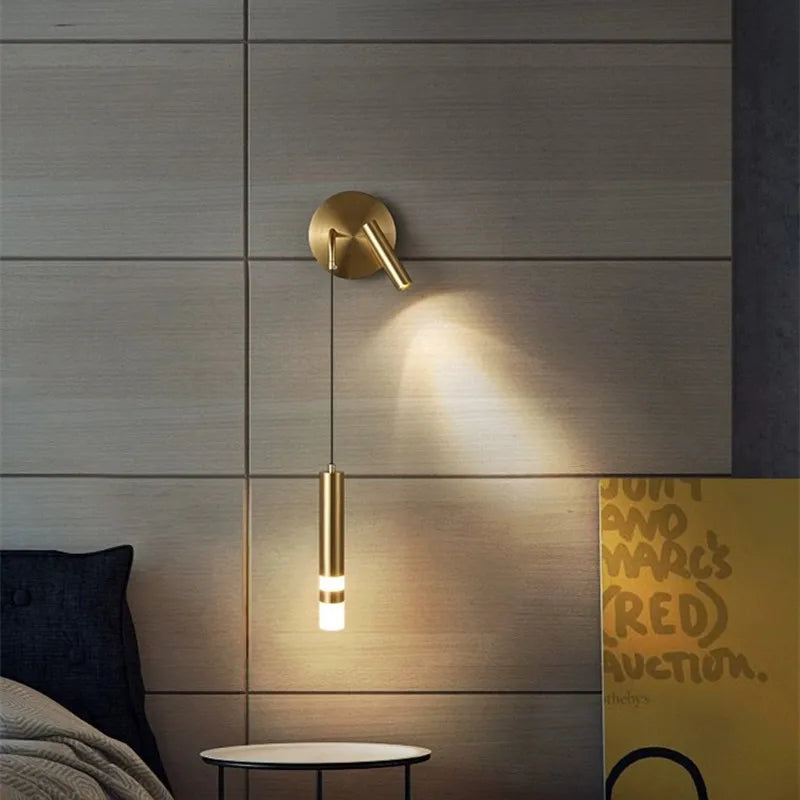 Nordic Bedroom Decoration Wall Lamp Iron Material Linear Light With Reading Spot Lamp Hotel Indoor Luxury LED Modern Wall Lustre