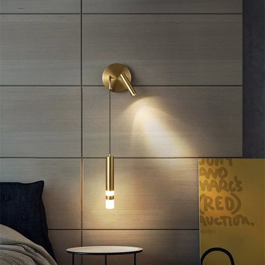 Nordic Bedroom Decoration Wall Lamp Iron Material Linear Light With Reading Spot Lamp Hotel Indoor Luxury LED Modern Wall Lustre