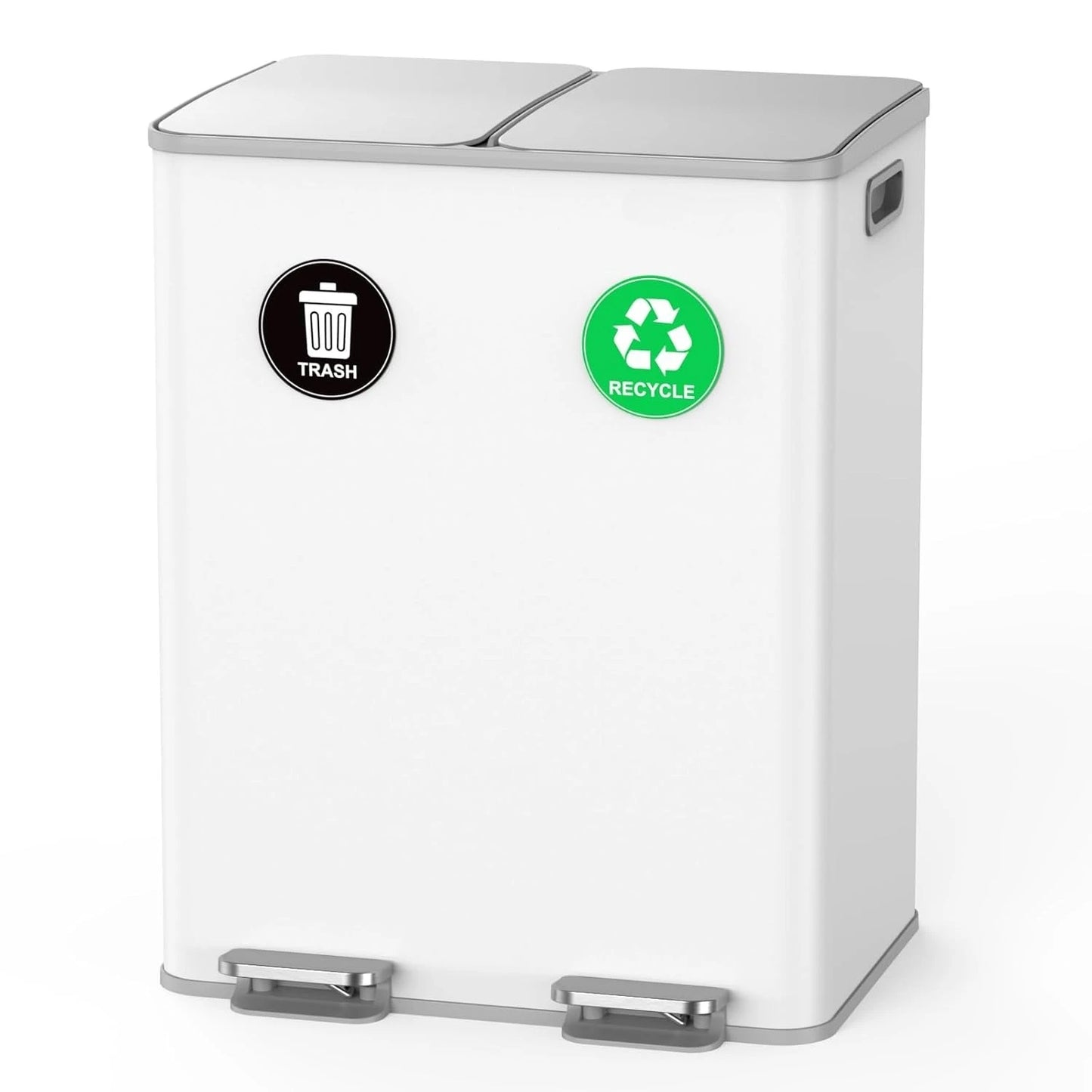 Dual Trash and Recycling Bins for Kitchen, 2 * 11-Gallon Stainless Steel Double Trash Can, Step-On Garbage, Customized