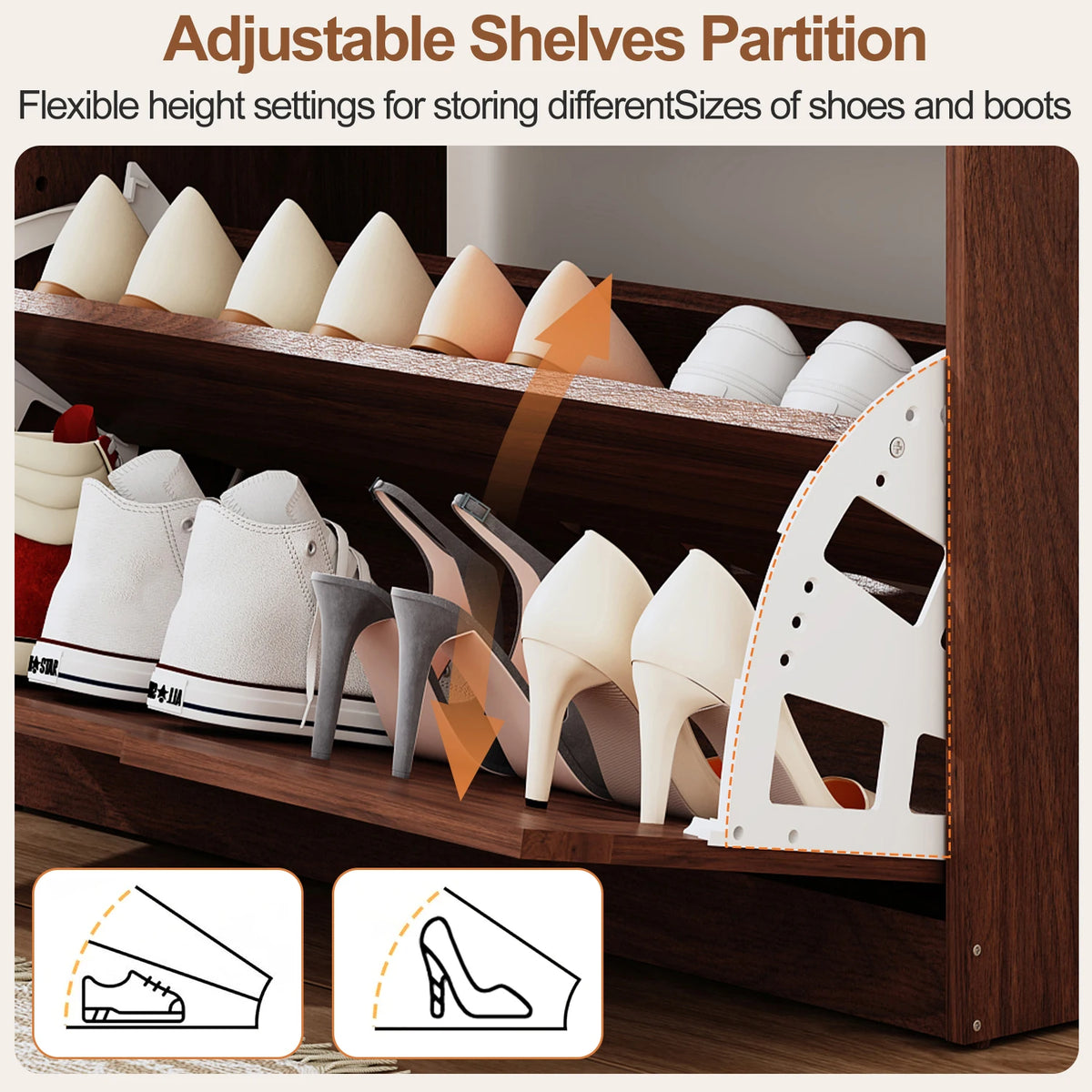 27.5" Storage Bench with Flip Drawers and Adjustable Shelf, Flip-up Cabinet & Padded Cushion - Space-Saving Shoe Cabinet, Organizer for Entryway, Hallway, Bedroom