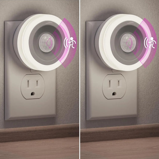 Motion Sensor Night Light, 2 Pack Plug-in Auto On/Off, 0.6W LED, Daylight White for Kids Bedroom Bathroom