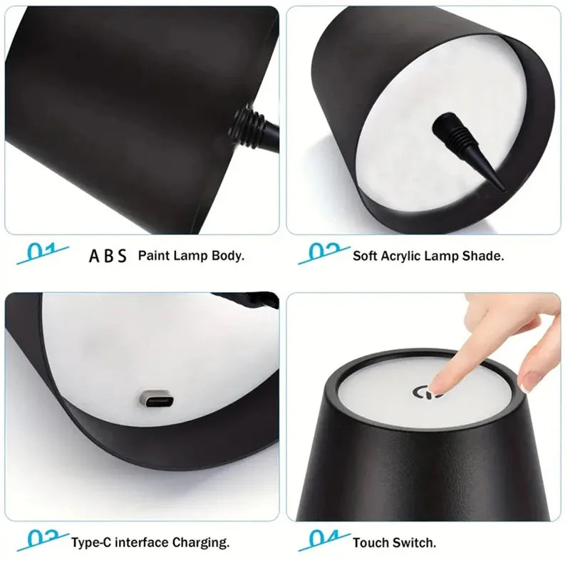 Wireless Bottle Table Lamp Touch Control of 3 Colors and Stepless Dimming Night Lamp Suitable for Bar Wine Bottles Desk Lights