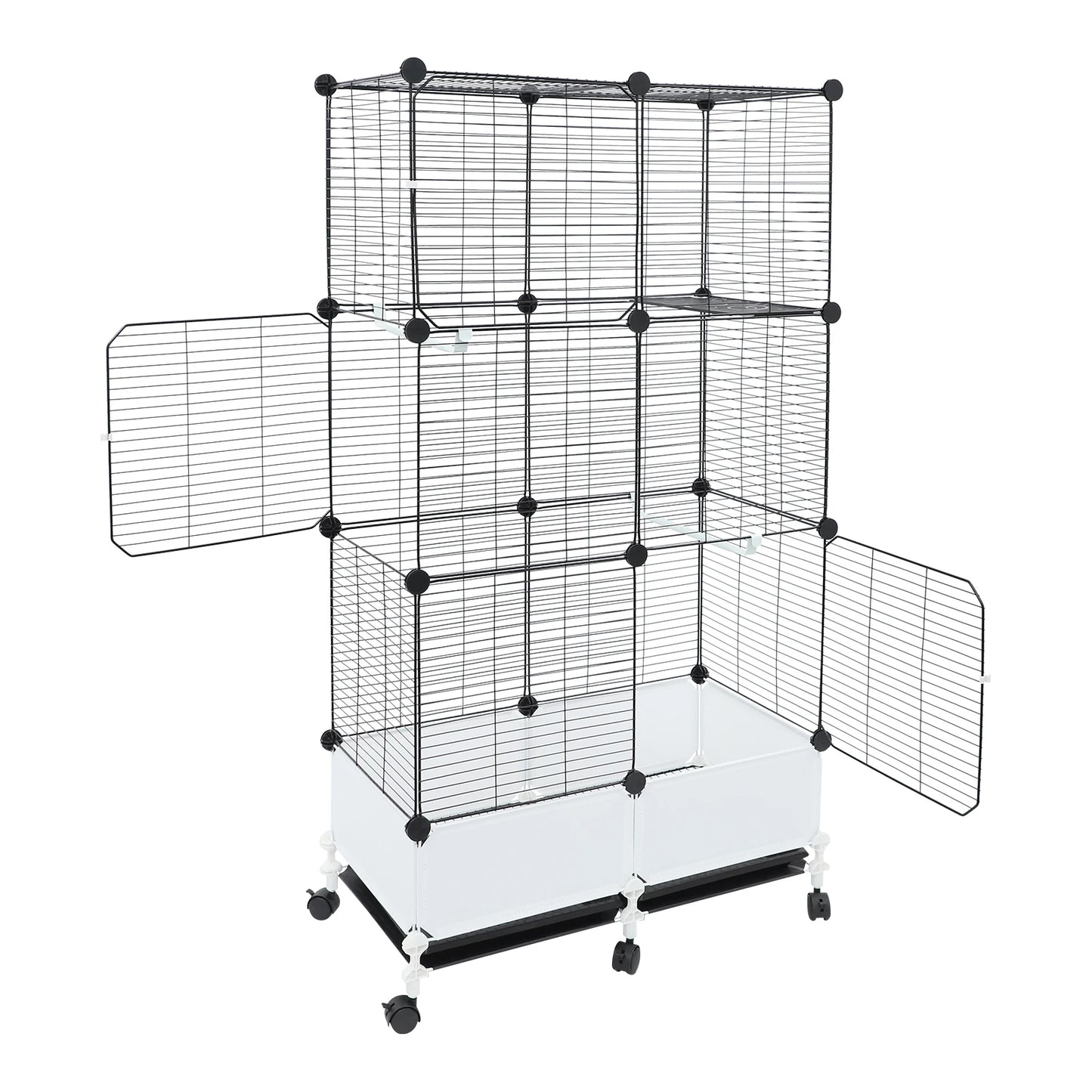 Large Parrot Cage, Standing Bird Cage 29x14x55 Inch, Spacious Birdcage with Splash Guard & 6 Locking Wheels