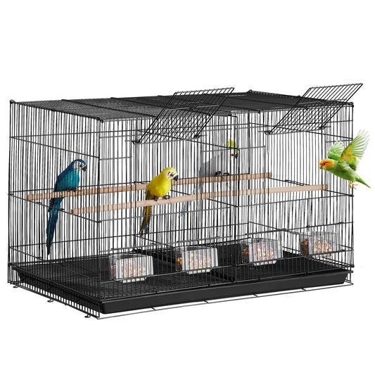 SucceBuy Flight Bird Cage Stackable Divided Small Animal Cage for Kinds of Birds Pet Travel Birdcage with Handle and Perches