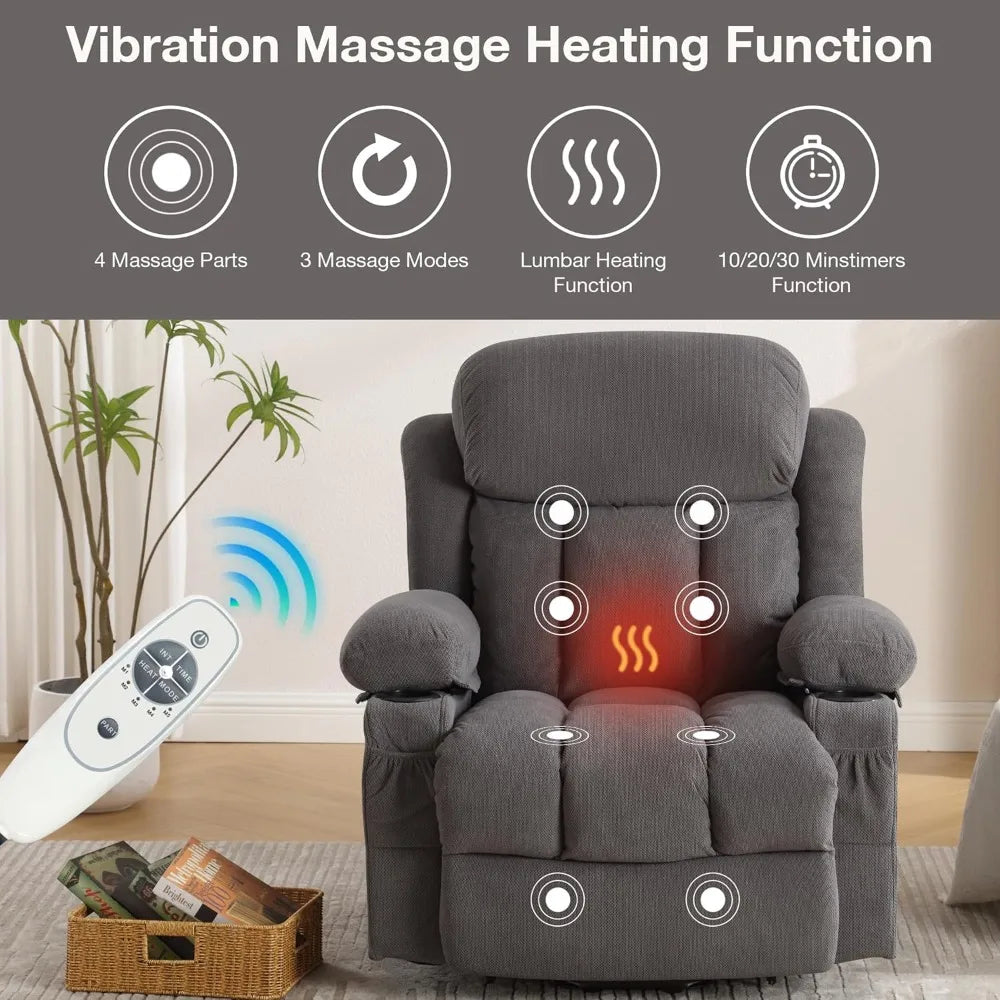Electric Power Lift Recliner Chair for Elderly with Vibration Massage And Lumbar Heating Oversized Sofa Single Customized