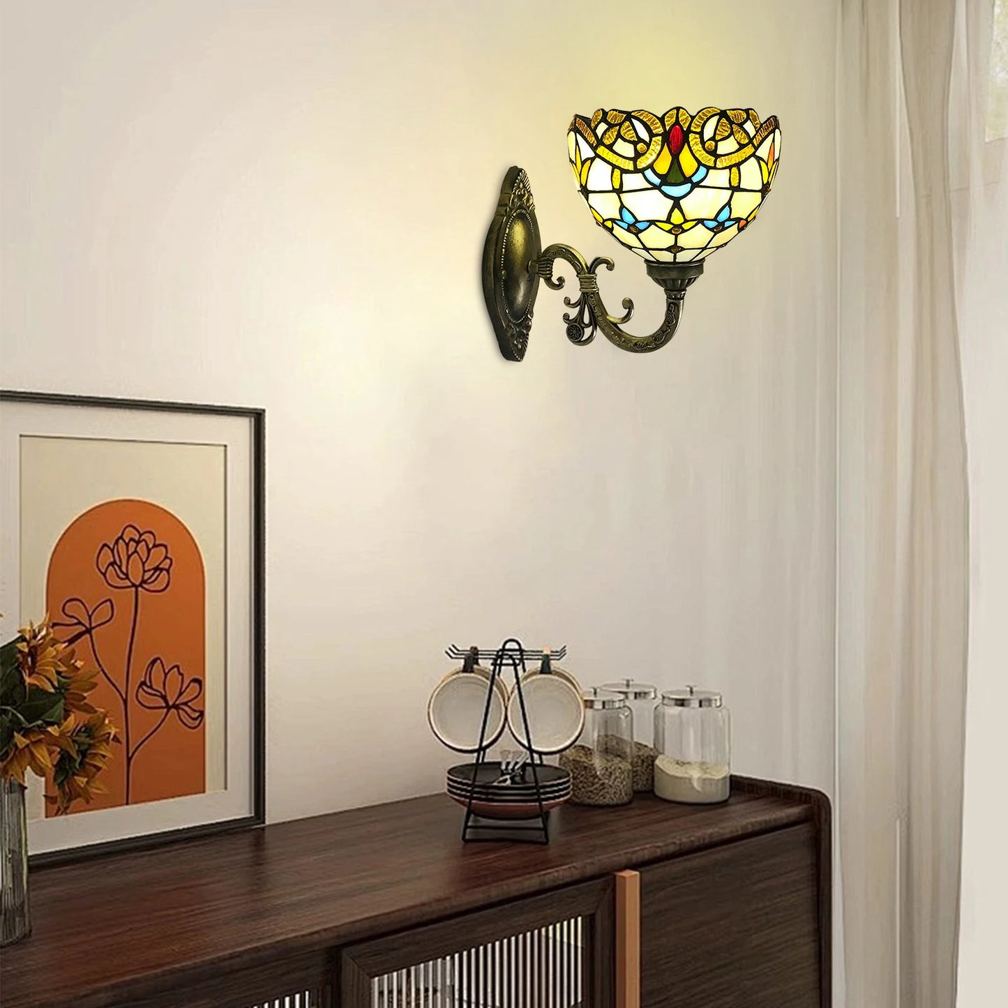 Tiffany Wall Lamp Wall Light Indoor Vintage Wall Lamp Vintage Lamp Retro Handmade Dome Lamp for Living Room Staircase Bedroom