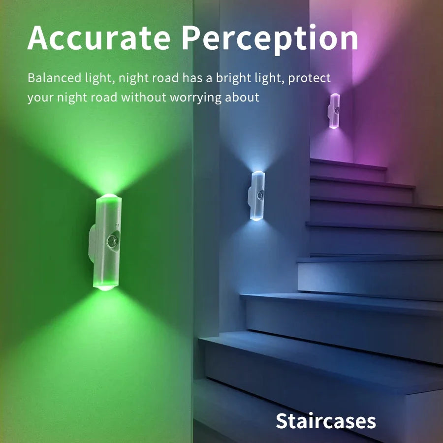 LED Cabinet Lights Motion Sensor Ambient Light Magnetic RGB Rechargeable Wall Sunset Lamp Hallway Stairs Kitchen Night Light