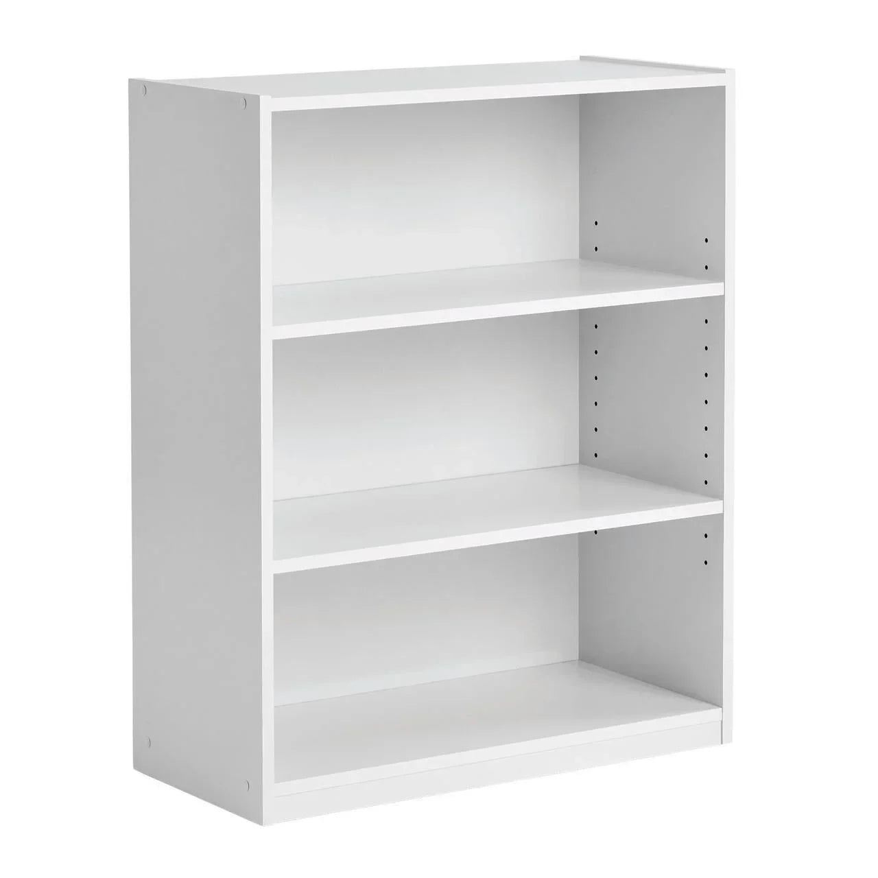 3-Shelf Bookcase with Adjustable Shelves, White, Freestanding Storage Organizer for Books, Office Supplies, Toys, Kitchen, Bathroom, Closet, Durable Wood/Plastic Frame, Easy to Assemble, Space-Saving Multi-Purpose Shelf, Home