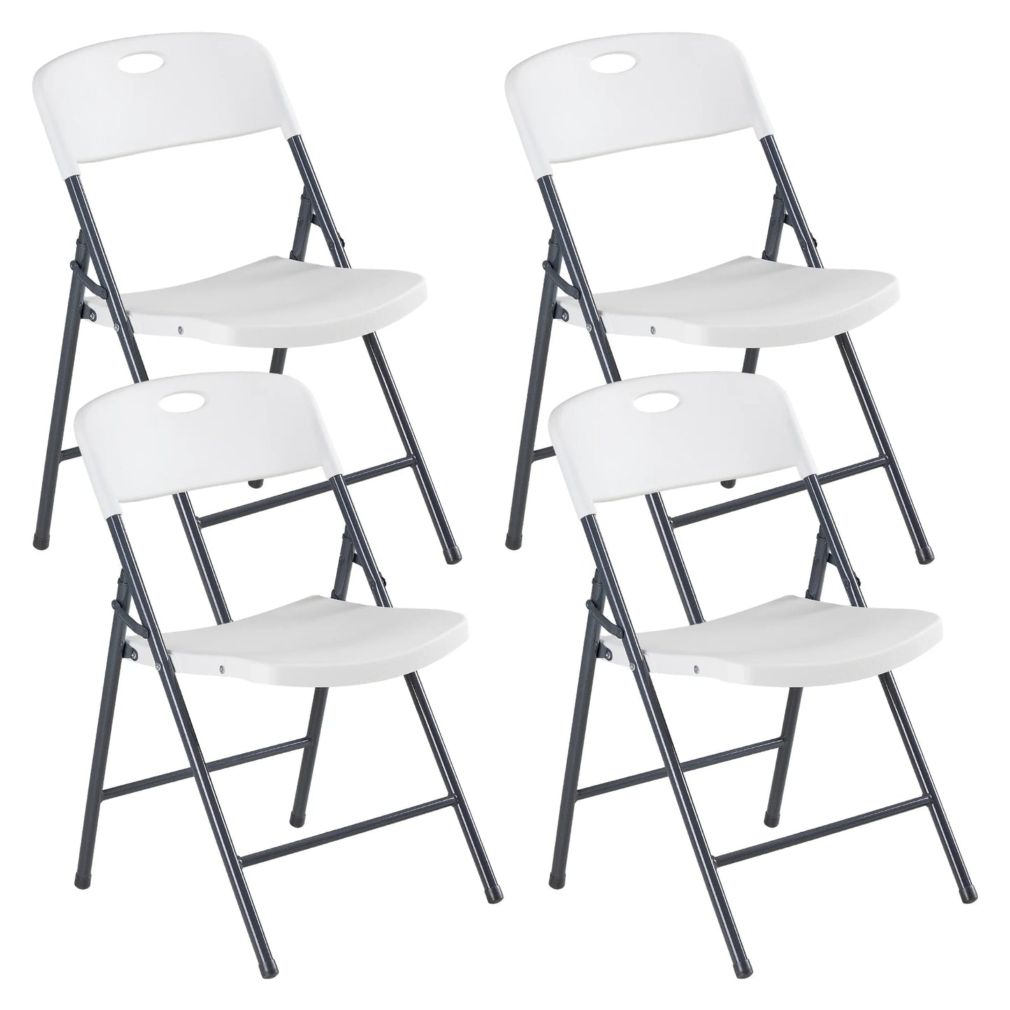 JHK 2/4/6 Pack Plastic Stackable Folding Chairs Portable Dining Chairs Set Heavy Duty with Ergonomic Back Easy to Use for Home